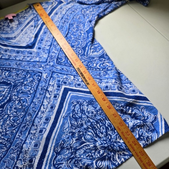Lilly Pulitzer Tunic Top Womens Size XS/S Blue Linen 3/4 Sleeve Cover‎ Up Beach - Picture 11 of 13
